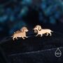 Sterling Silver Cute Sausage Dog Puppy Stud Earrings, thumbnail 3 of 12