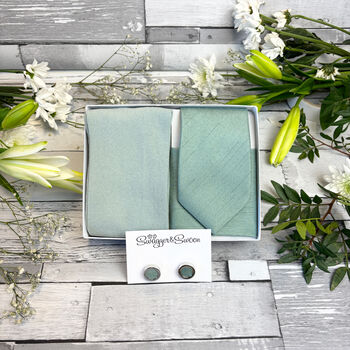 Seagrass Shantung Wedding Tie Set, 6 of 10