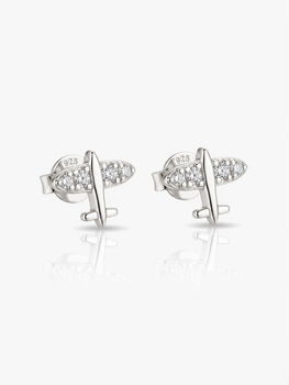 Gold Or Silver Airplane Stud Earrings, Women's Travel Jewellery, 3 of 4