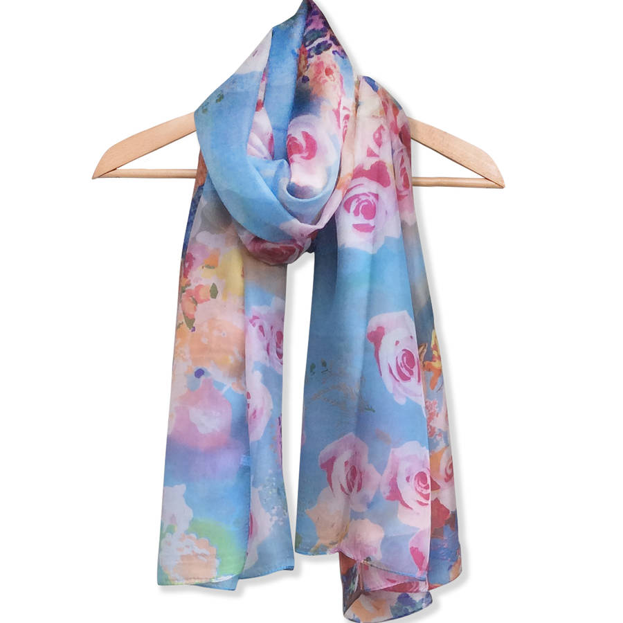 large vintage rose pure silk scarf by wonderland boutique