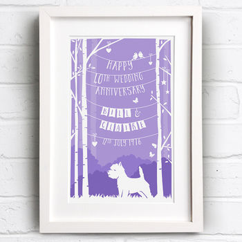 Personalised Wedding Anniversary Print With Dog, 4 of 6