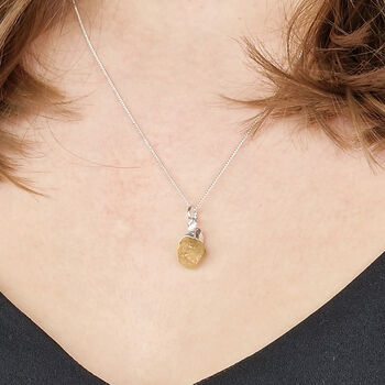 925 Sterling Silver Raw Citrine Crystal Necklace, 2 of 3