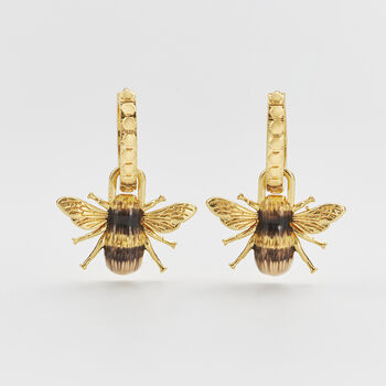 Gold Honey Bee Huggie Earrings, 2 of 10