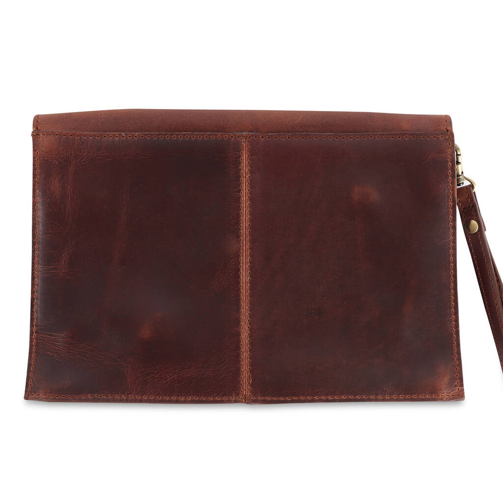 leather clutch evening bag, distressed brown by the leather store | 0