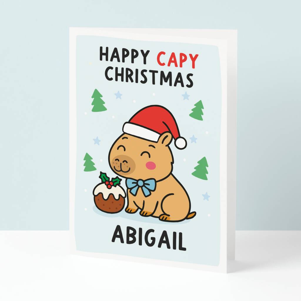 Personalised Capybara Christmas Card, 1 of 3