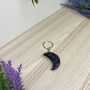 Black Terrazzo Moon Keyring Keychain, thumbnail 2 of 3