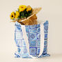 Portugal Tiles Blue And White Canvas Shopping Bag, thumbnail 3 of 8