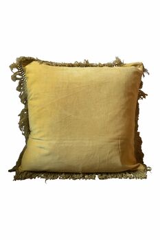 Velvet Cushion With Fringe Sunshine, 2 of 2