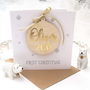 Personalised Babies First Christmas Wooden Bauble Card, thumbnail 1 of 6