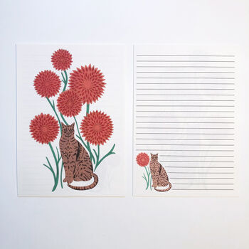 Cat And Dahlias Letter Writing Set, 2 of 5