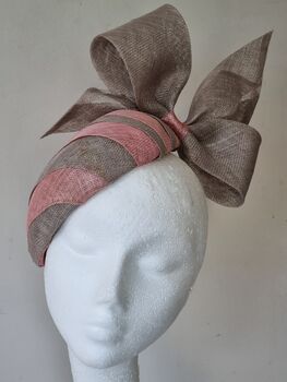 Strped Pink And Grey Head Piece With Bow Detail, 4 of 4