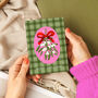 Gingham Mistletoe Christmas Card Green, thumbnail 3 of 3