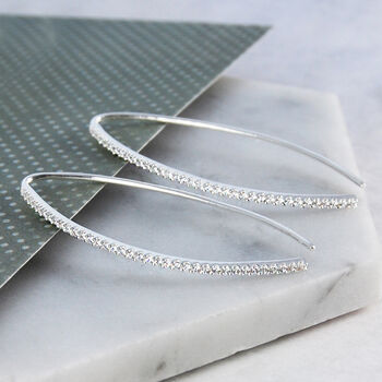 Gold Plated Silver Curved Hoop Earrings With Cubic Zirconia, 3 of 4