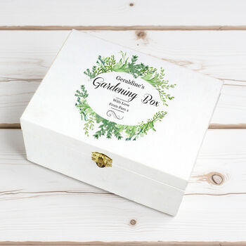 Personalised Fresh Botanical White Wooden Keepsake Box, 2 of 6