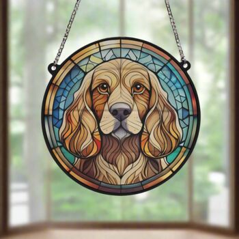 Cocker Spaniel Golden Stained Glass Effect Suncatcher, 6 of 6