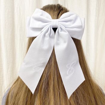 Personalised Initials Classic White Velvet Bow, 2 of 3