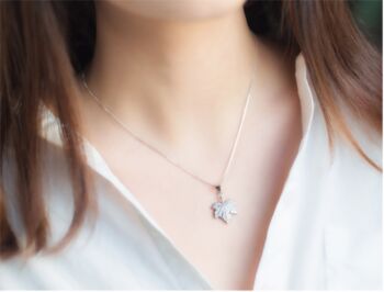 Sterling Silver Maple Leaf Pendant Necklace, 2 of 7