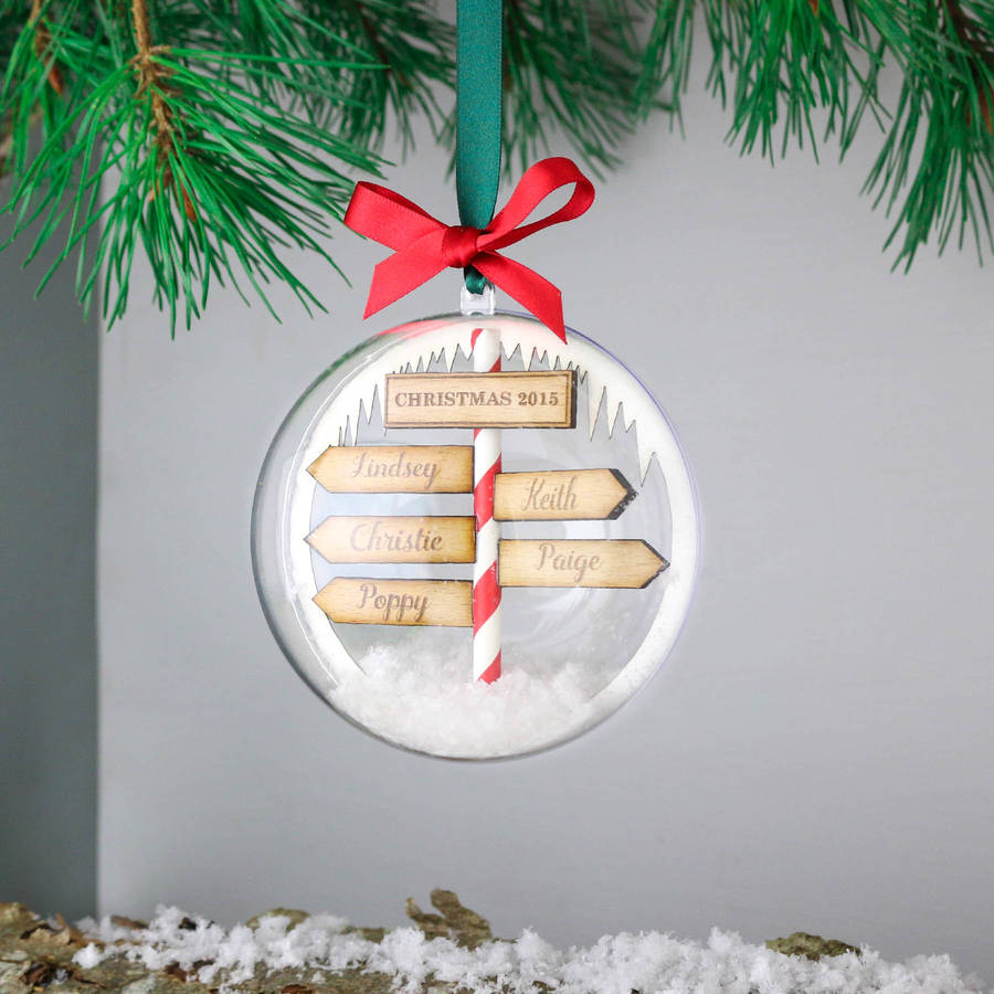 personalised family christmas sign post bauble by no ordinary gift company | notonthehighstreet.com