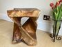 Hand Carved Teak Wooden Root Side Table Square Twisted, thumbnail 1 of 5
