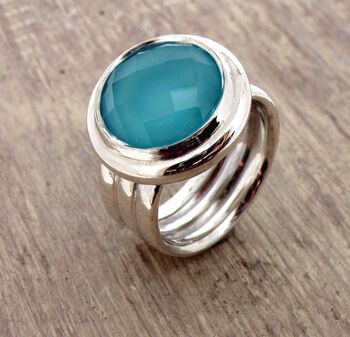 Sterling Silver Sea Agate Cocktail Ring, 3 of 4