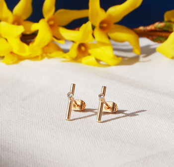 Modern Gold Studs With Gem Stone, 4 of 8