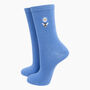 Embroidered Bee Daisy Floral Ankle Socks Women's Blue, thumbnail 1 of 4