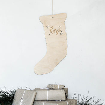 Personalised Wooden Stocking Wall Hanging, 2 of 4