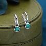 Sterling Silver Dangling Malachite Hoop Earrings, thumbnail 4 of 12