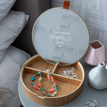 Personalised 'You Mean The World To Me' Jewellery Box, 6 of 8