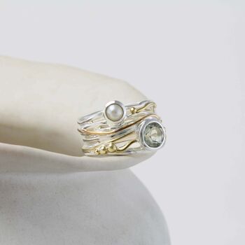 Green Amethyst And Freshwater Pearl Ring, 3 of 10