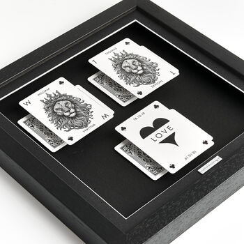 Personalised Gay Couples Gift Royal Lion Playing Cards Frame, 5 of 9