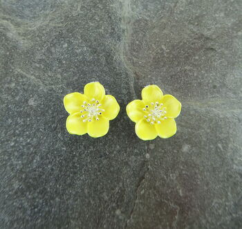 Buttercup Yellow Flower Stud Earrings, 2 of 5