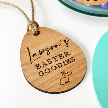 Easter Basket Personalised Wooden Label, 3 of 4