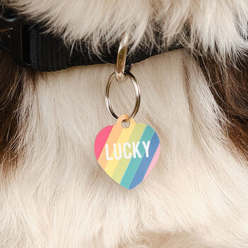 Personalised Rainbow Pet Tag Heart Shaped, 2 of 6