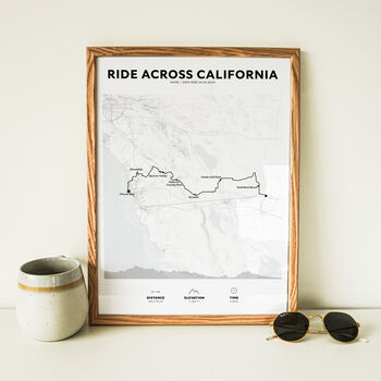 Framed And Personalised Route Map Art For Any Cycle, 4 of 6