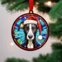 Whippet Black And White In Santa Hat Suncatcher Decoration, thumbnail 2 of 6