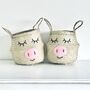 Seagrass Pig Toy Storage Belly Basket, thumbnail 3 of 4