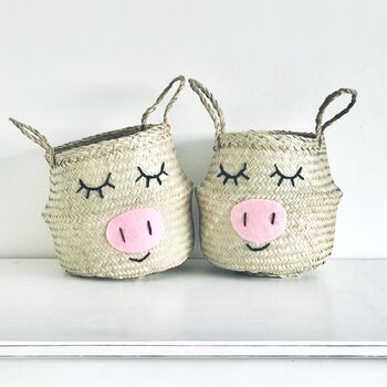 Seagrass Pig Toy Storage Belly Basket, 3 of 4