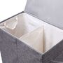 142 L Grey Fabric Double Clothes Laundry Hamper Basket, thumbnail 6 of 8