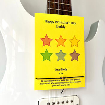Happy First Fathers Day Daddy Card With Star Bracelet, 3 of 5