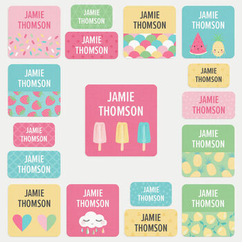 Personalised Tropical Design Kids Name Labels Pack 144 Labels, 2 of 5