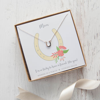 Silver Horseshoe Necklace On Personalised Gift Card, 4 of 12
