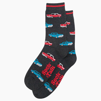 Men's Bamboo Socks Black American Classic Cars, 2 of 5
