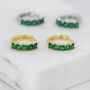 Minimalist Emerald Green Cz Huggie Hoop Earrings, thumbnail 4 of 11