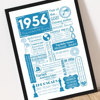 1956 Personalised 70th Birthday Fact Print, 3 of 12