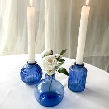 Blue Glass Bud Vases Set Of Three, 4 of 6