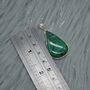 Malachite Silver Pendant: Green Teardrop Gemstone, thumbnail 3 of 4