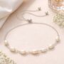70th Birthday Sterling Silver Seven Pearl Drawstring Bracelet, thumbnail 2 of 5