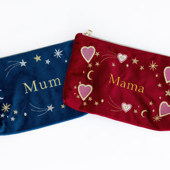 Personalised Embroidered Red Velvet Make Up Bag Accessories Pouch, 8 of 8