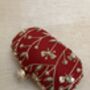 Deep Red Velvet Handcrafted Oval Clutch Bag, thumbnail 2 of 7